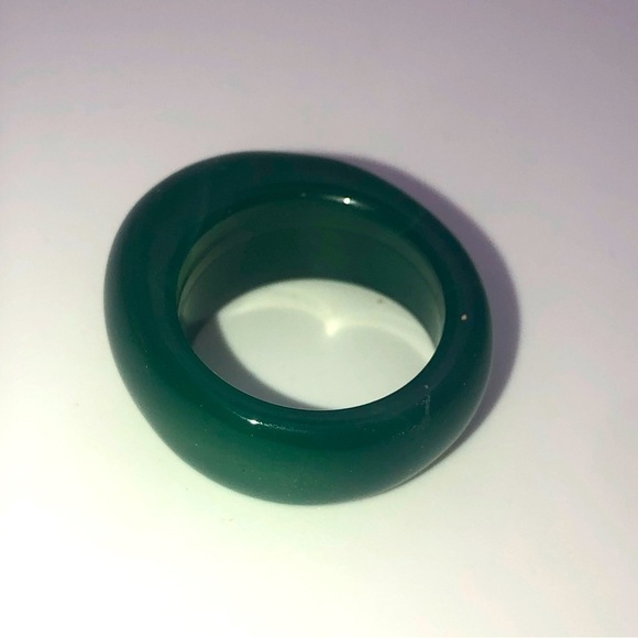 VTG Green Banded Agate Chunky Carved Dome / Bubble Style Ring Sz 9.5 - Picture 6 of 11
